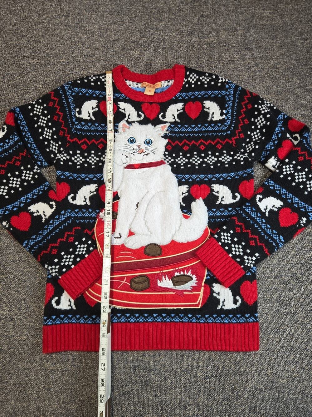 Cat Ugly Christmas Sweater Small